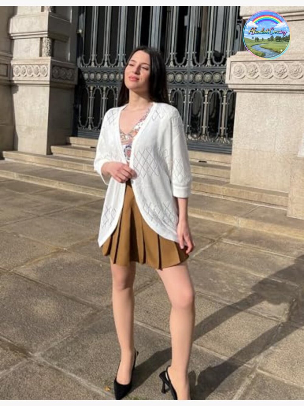 Lightweight Crochet Cardigan Sweater Open Front 3/4 Sleeve Boho Cover Up - Picture 4 of 7